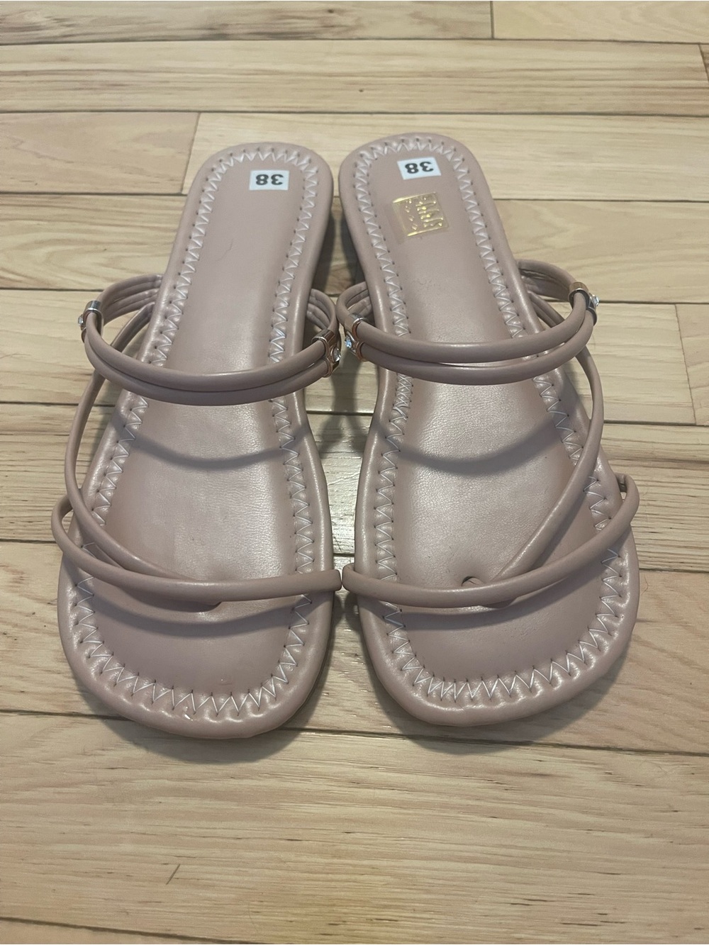 SHEIN Blush Pink Multi-Strap Slide Sandals